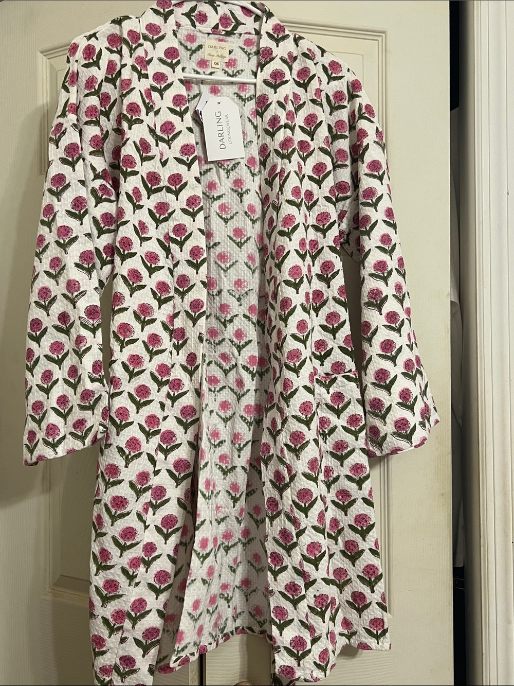 Darling Pink Floral Quilted Robe with Small Matching Tote Bag